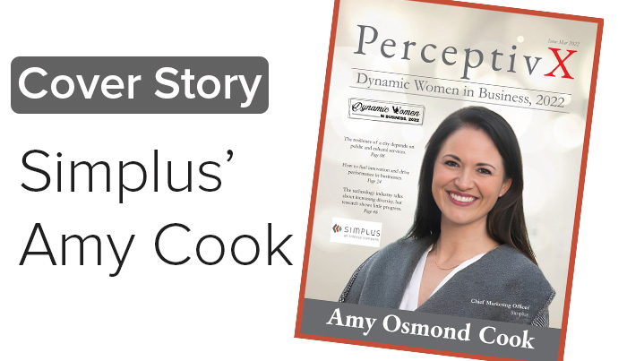 Amy Cook, Simplus CMO, on the cover of PerceptivX